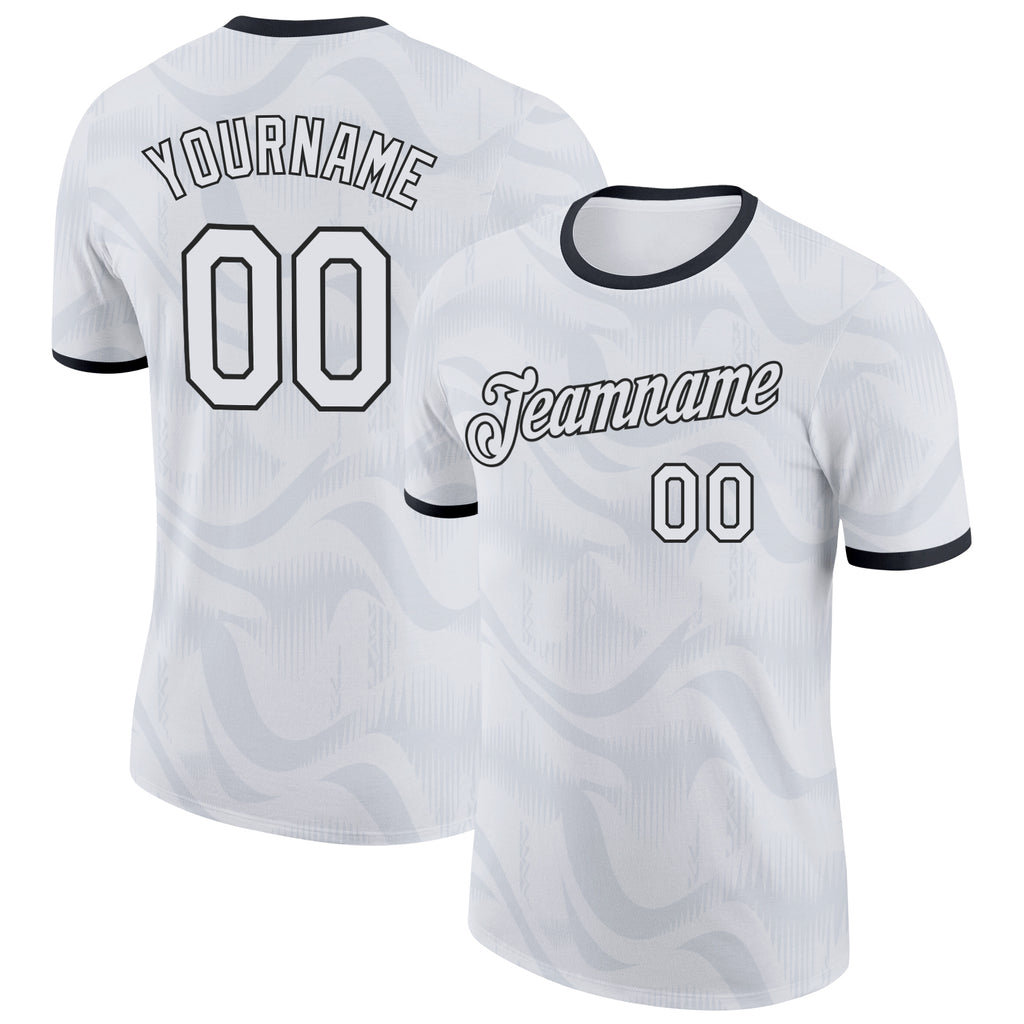 Custom White-Black England Abstract Performance T-Shirt