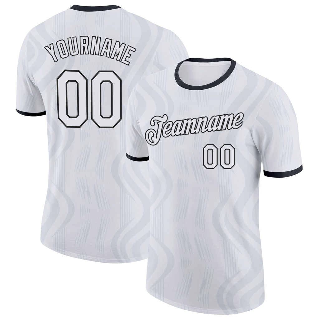 Custom White-Black England Abstract Performance T-Shirt