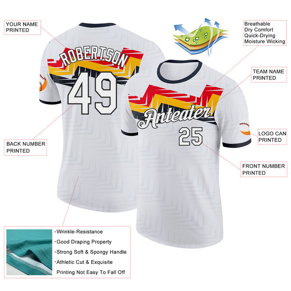 Custom White-Black Germany Chevron Zigzag Performance T-Shirt
