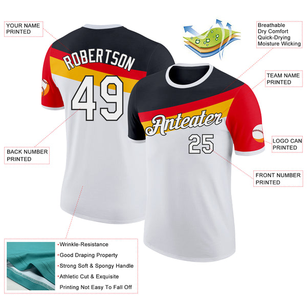 Custom White Red Yellow-Black Germany Flag Performance T-Shirt