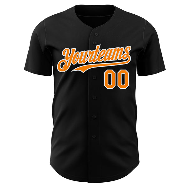 Custom Black Bay Orange-White Route 66 Americana Road Trip Authentic Baseball Jersey