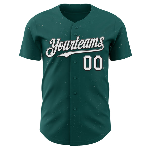 Custom Midnight Green White-Black Route 66 Americana Road Trip Authentic Baseball Jersey