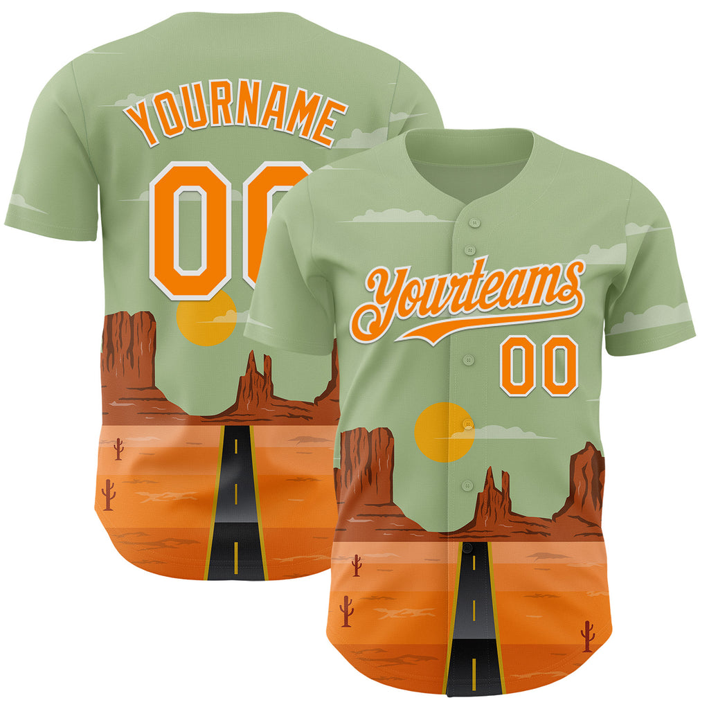 Custom Green Bay Orange-White Desert Americana Road Trip Authentic Baseball Jersey