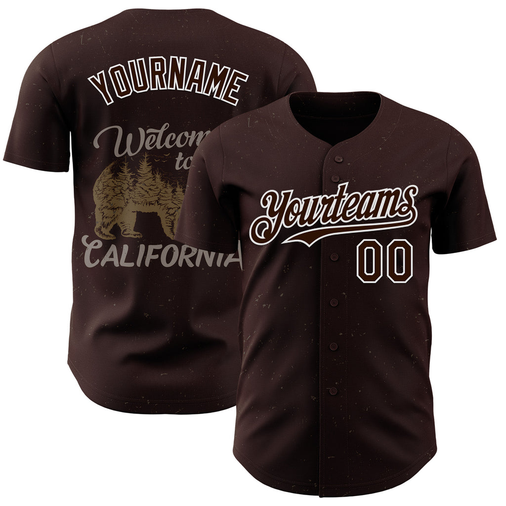 Custom Brown-White West Coast Americana Road Trip Authentic Baseball Jersey