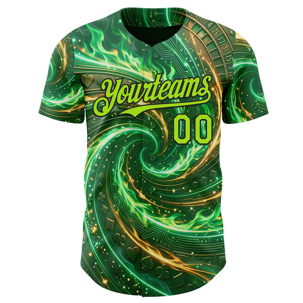 Custom Green Neon Green-Black Las Vegas Poker Club Authentic Baseball Jersey