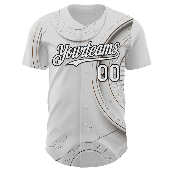 Custom White-Black Las Vegas Poker Club Authentic Baseball Jersey