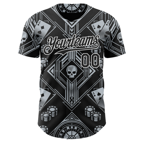 Custom Black-White Las Vegas Poker Club Authentic Baseball Jersey