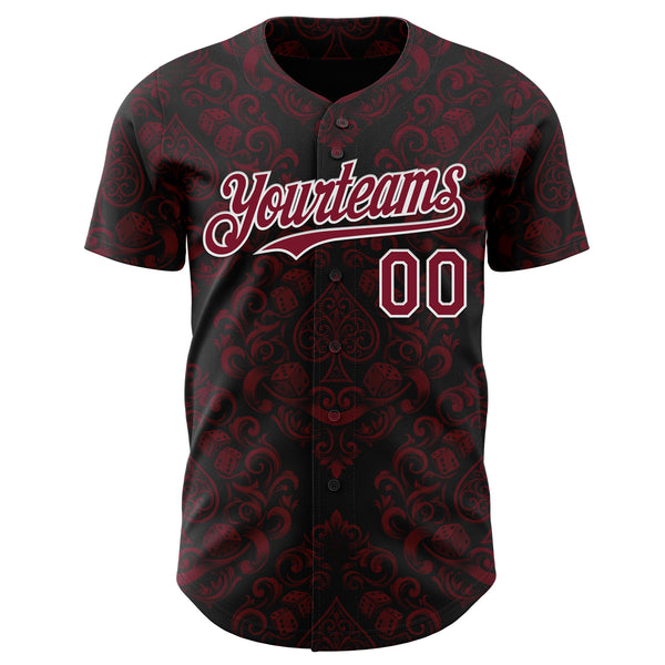 Custom Black Crimson-White Las Vegas Poker Club Authentic Baseball Jersey