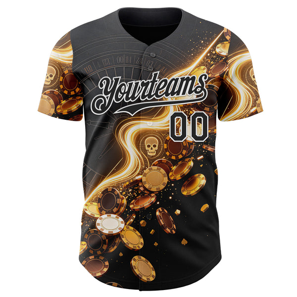 Custom Black-White Las Vegas Poker Club Authentic Baseball Jersey