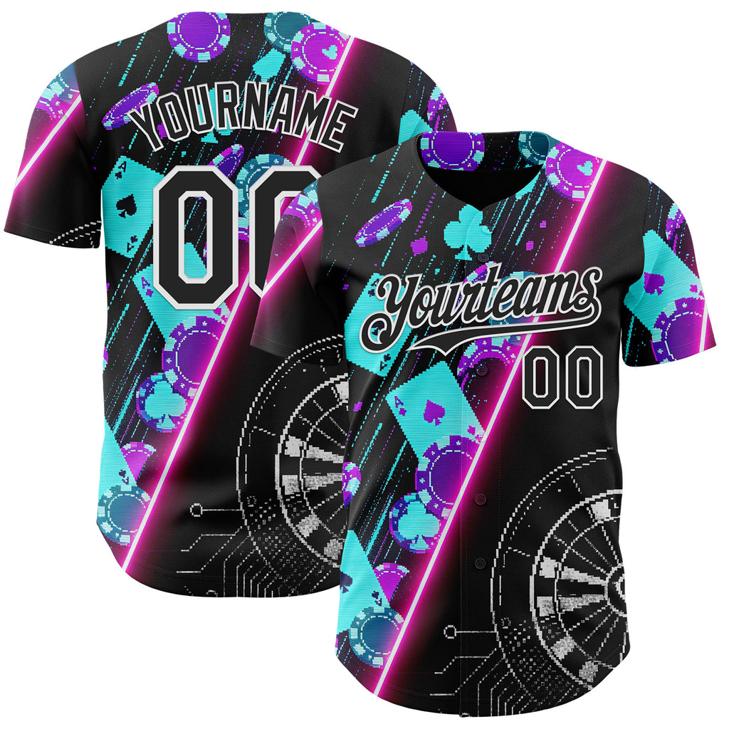 Custom Black-White Las Vegas Poker Club Authentic Baseball Jersey