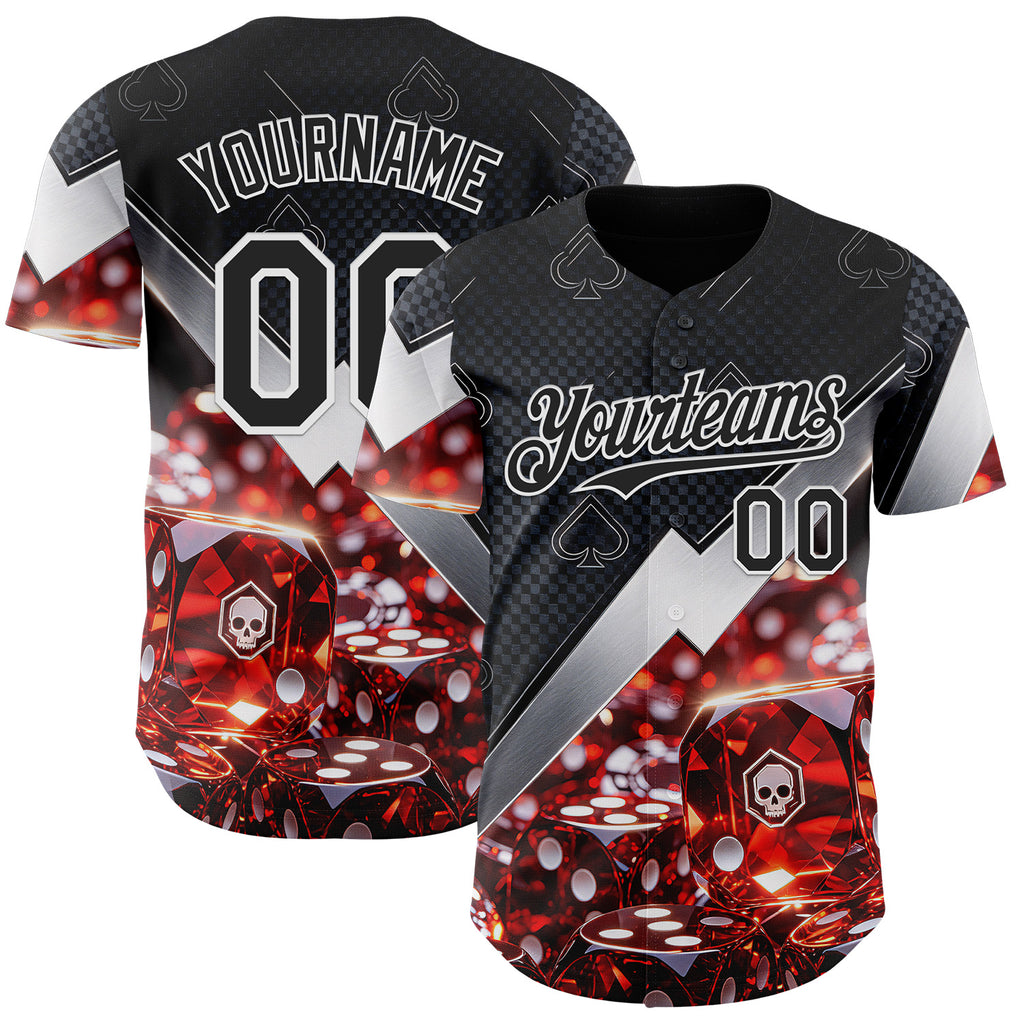 Custom Black-White Las Vegas Poker Club Authentic Baseball Jersey