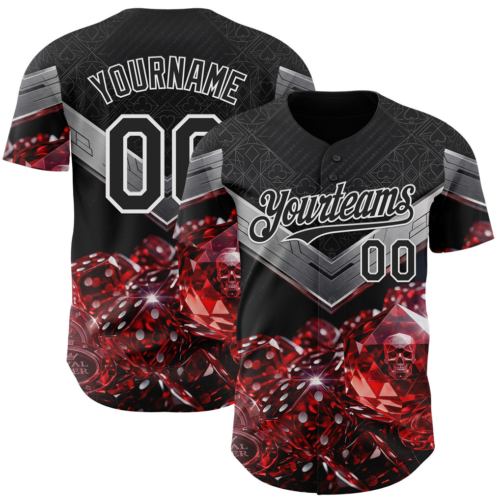 Custom Black-White Las Vegas Poker Club Authentic Baseball Jersey