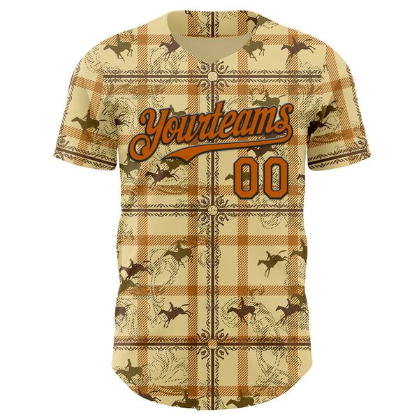 Custom Yellow Texas Orange-Black Western Cowboy Authentic Baseball Jersey