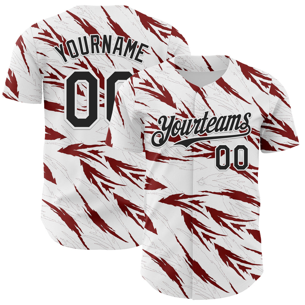 Custom White-Black Flame Feather Authentic Baseball Jersey