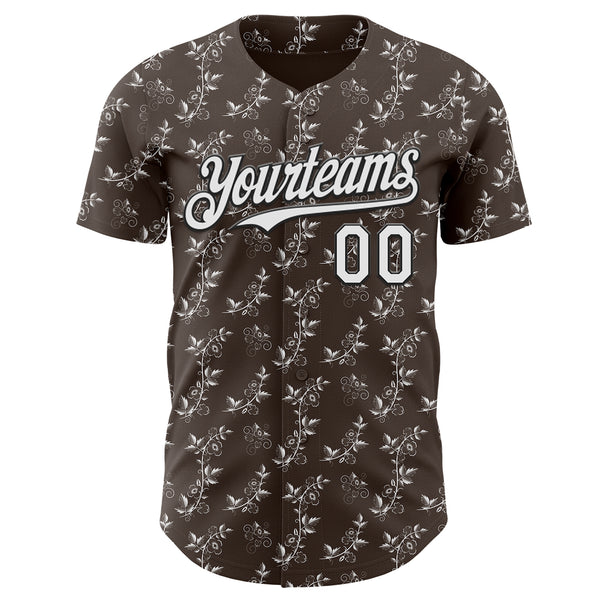 Custom Steel Gray White-Black Baroque Floral Scroll Authentic Baseball Jersey