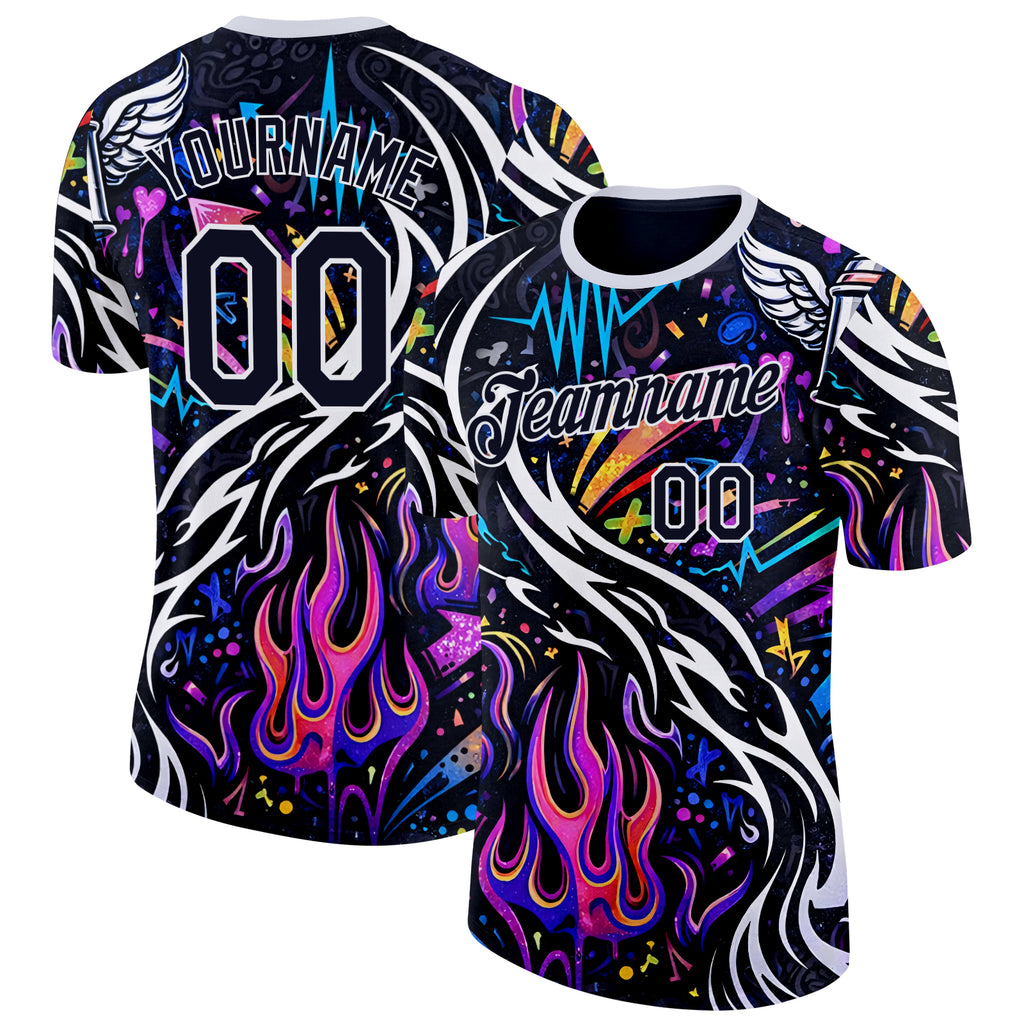 Custom Black-White Bowling Graffiti Performance T-Shirt