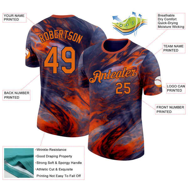 Custom Black Orange-Blue Bowling Liquid Performance T-Shirt