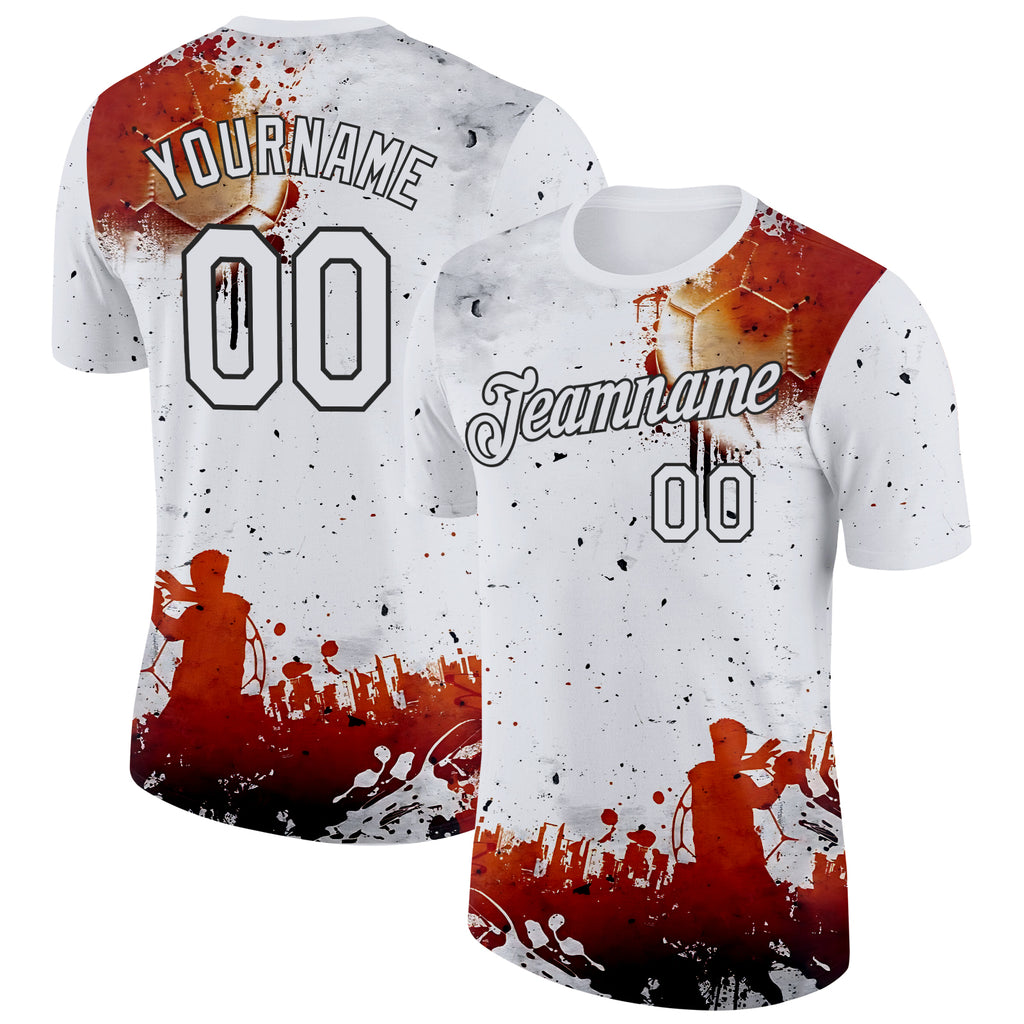 Custom White Red-Black Handball Performance T-Shirt