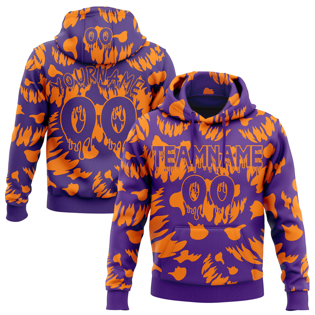 Custom  Purple-Bay Orange Halloween Spooky Pullover Sweatshirt Hoodie