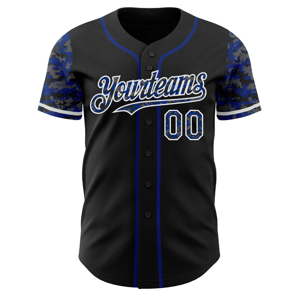 Custom Black Royal-White Digital Camo Two Tone Authentic Baseball Jersey