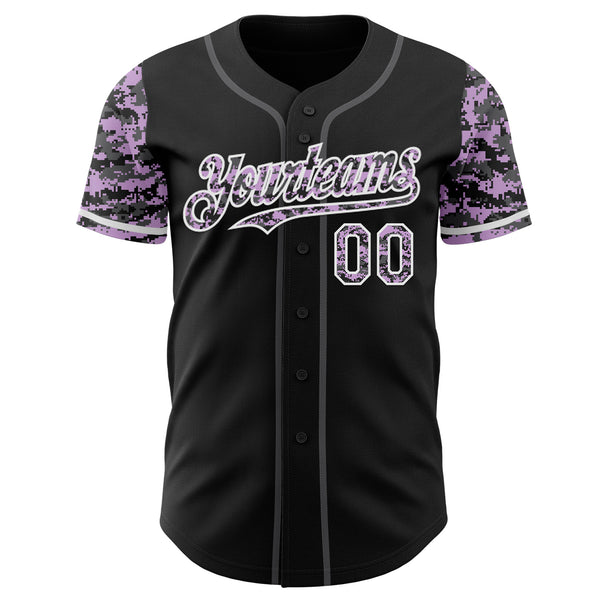 Custom Black Light Purple White-Steel Gray Digital Camo Two Tone Authentic Baseball Jersey