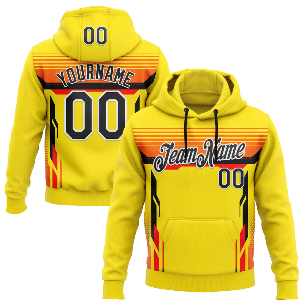 Custom Stitched Yellow Black Red-White Car Racing Motorsport Pullover Sweatshirt Hoodie
