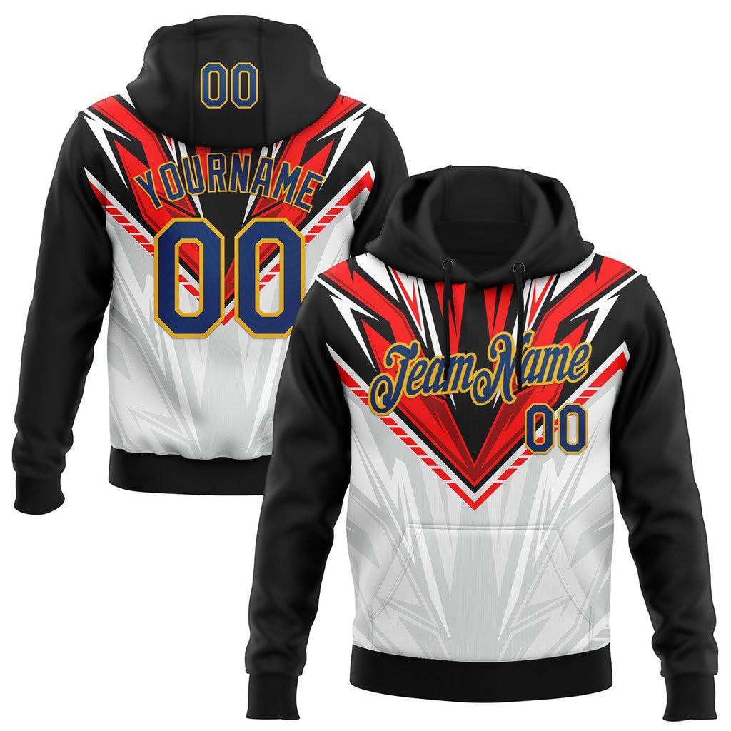 Custom Stitched Black US Navy Blue Red Gray-Gold Car Racing Motorsport Pullover Sweatshirt Hoodie