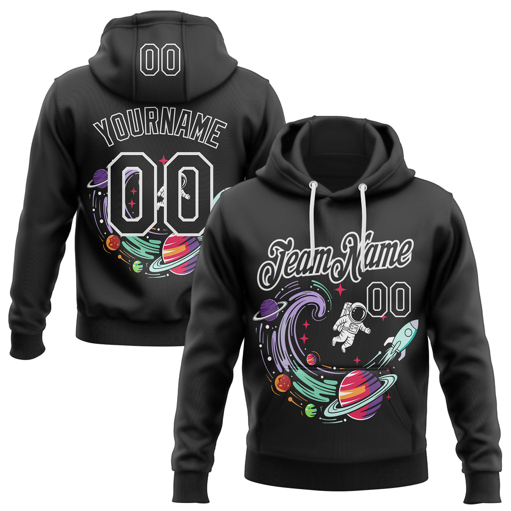 Custom Black-White Science Geek Space Astronaut Pullover Sweatshirt Hoodie