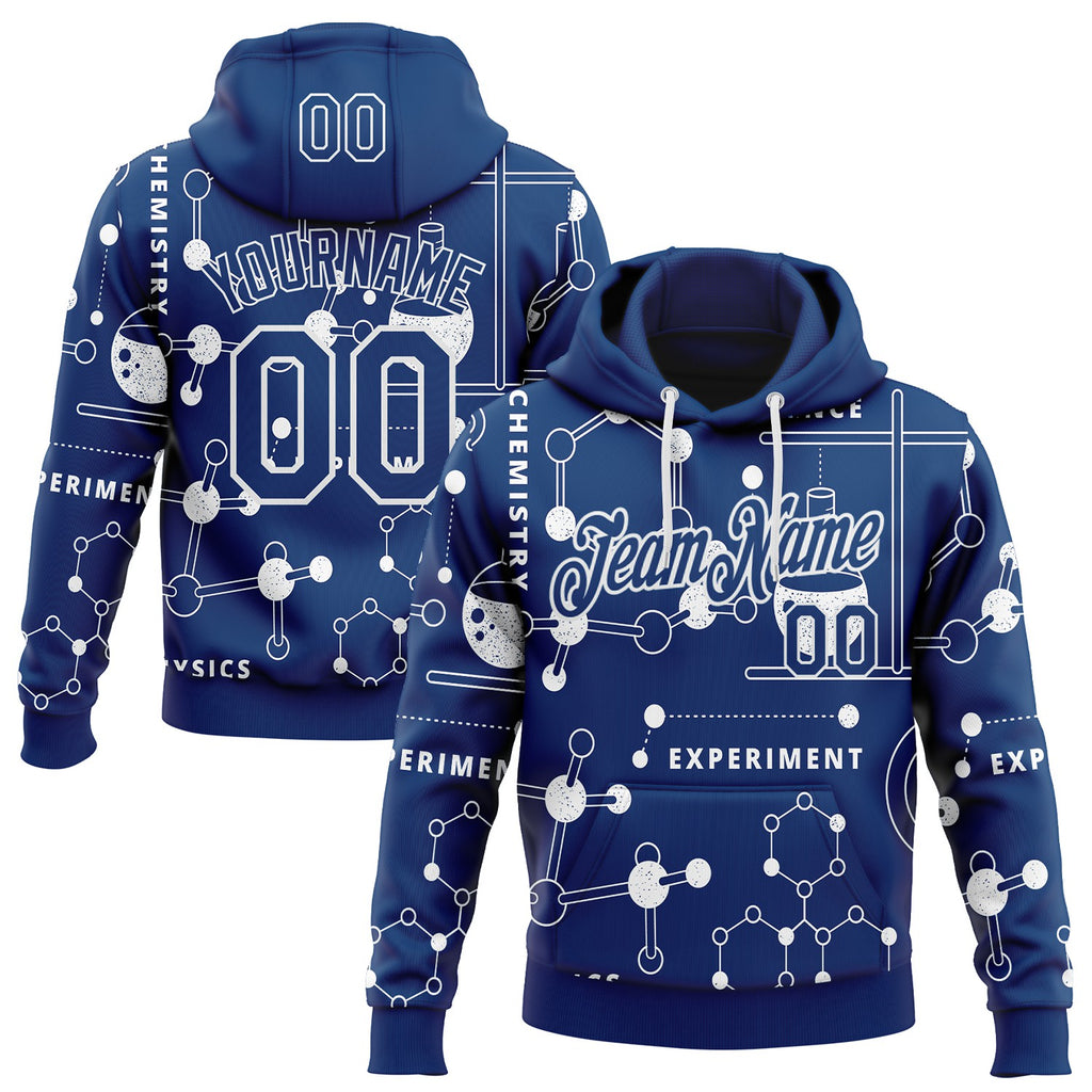 Custom US Navy Blue-White Science Geek Chemistry Pullover Sweatshirt Hoodie