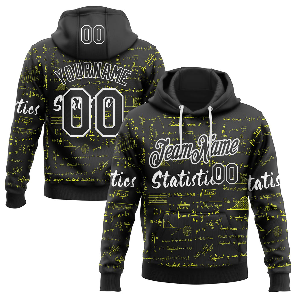 Custom Black-White Science Geek Math Formula Pullover Sweatshirt Hoodie