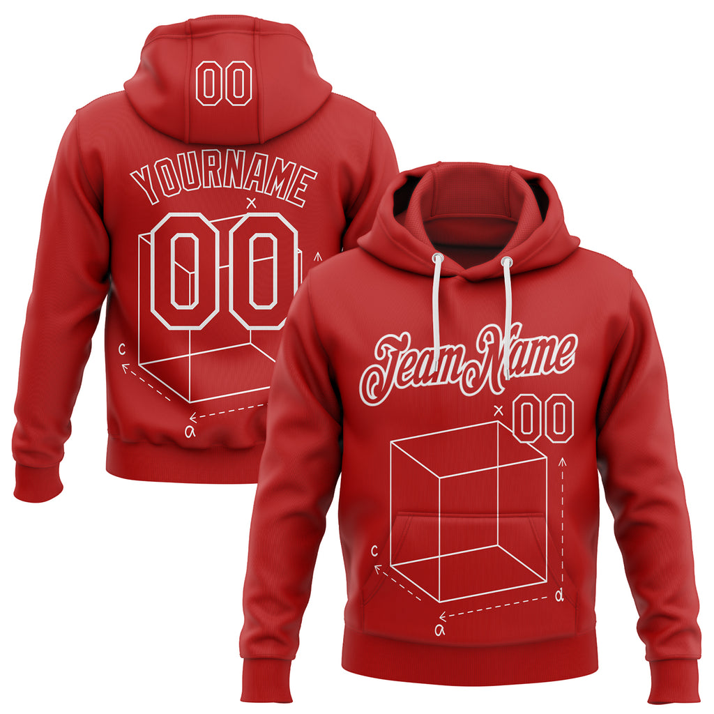 Custom Red-White Science Geek Math Pullover Sweatshirt Hoodie