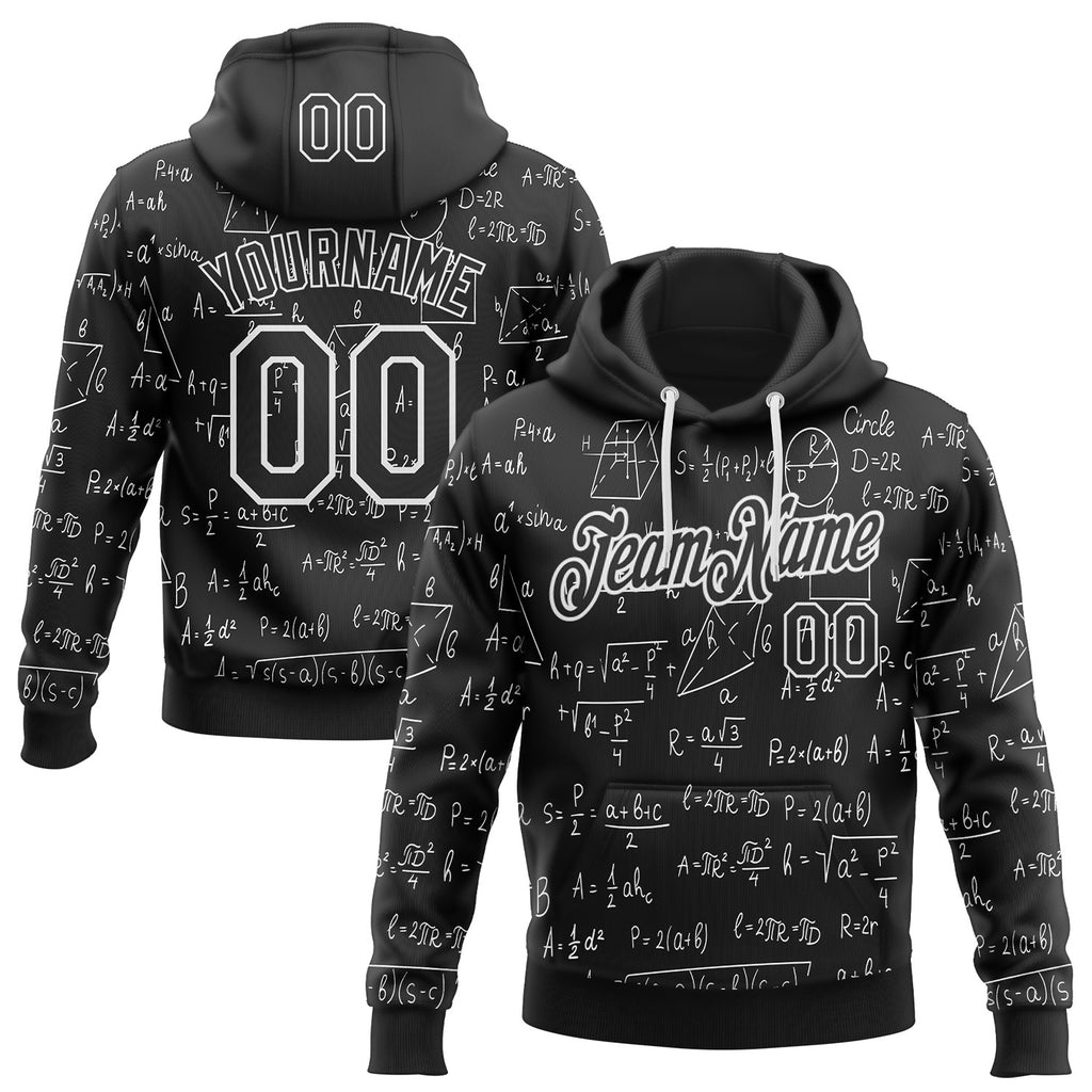 Custom Black-White Science Geek Math Formula Pullover Sweatshirt Hoodie