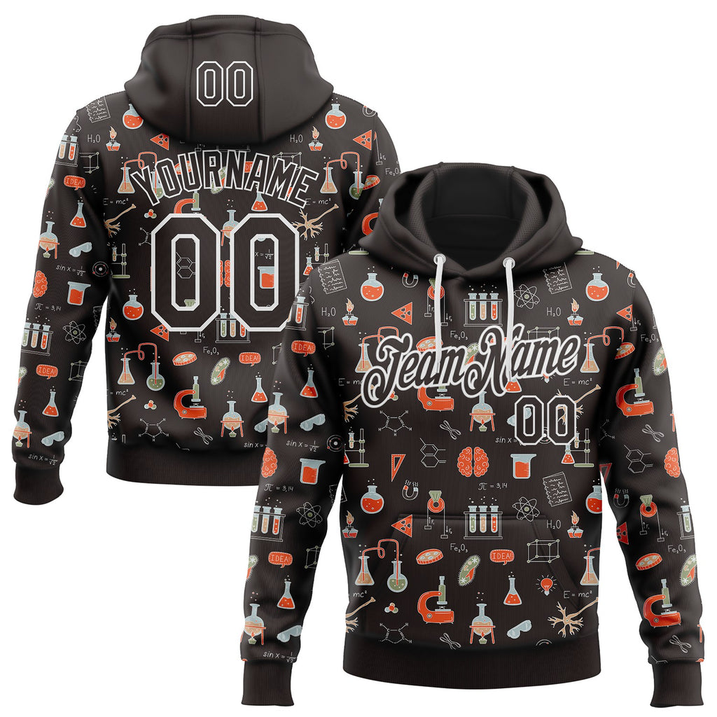 Custom Brown-White Science Geek Pullover Sweatshirt Hoodie