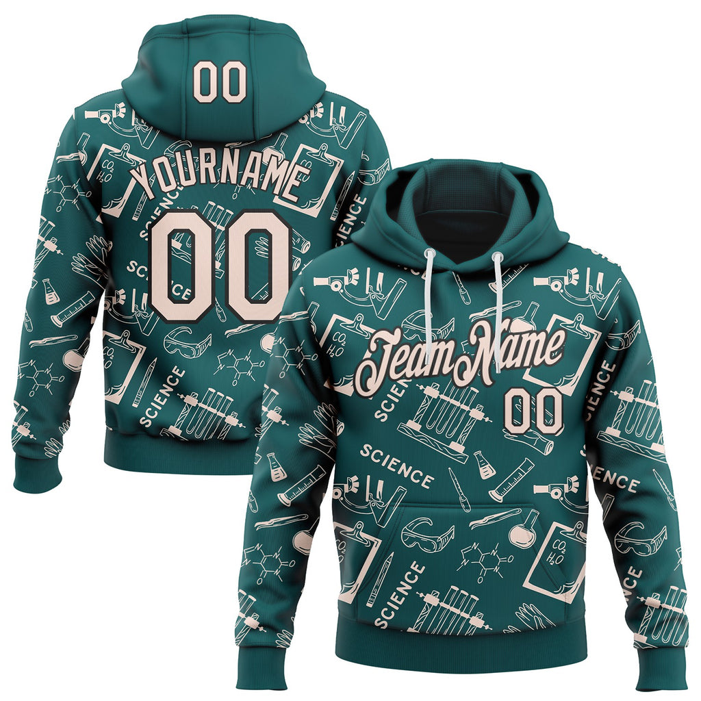 Custom Midnight Green White-Black Science Geek Pullover Sweatshirt Hoodie