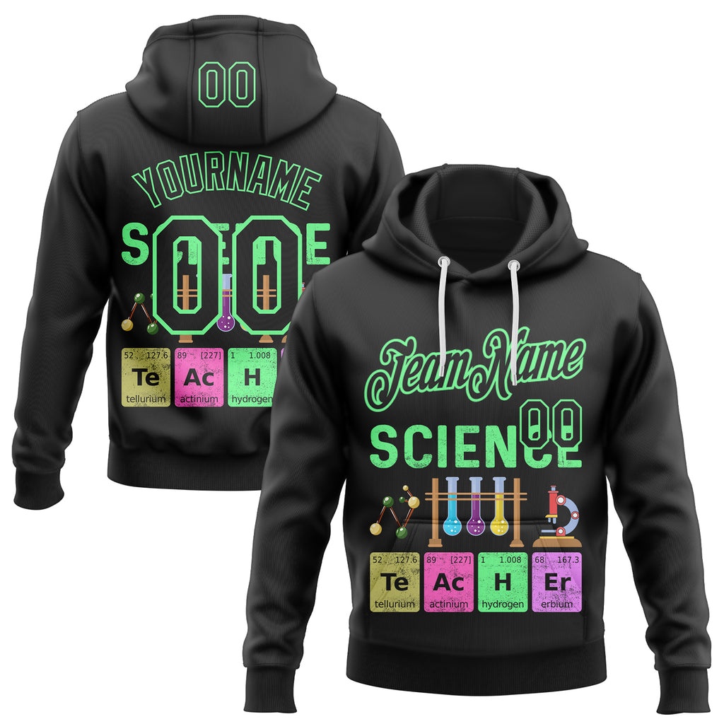 Custom Black-Green Science Geek Chemistry Pullover Sweatshirt Hoodie