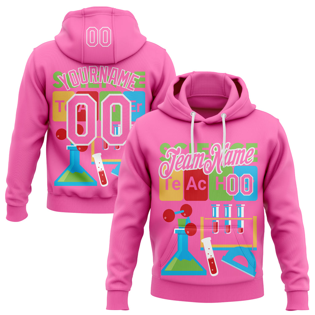 Custom Pink-White Science Geek Chemistry Pullover Sweatshirt Hoodie