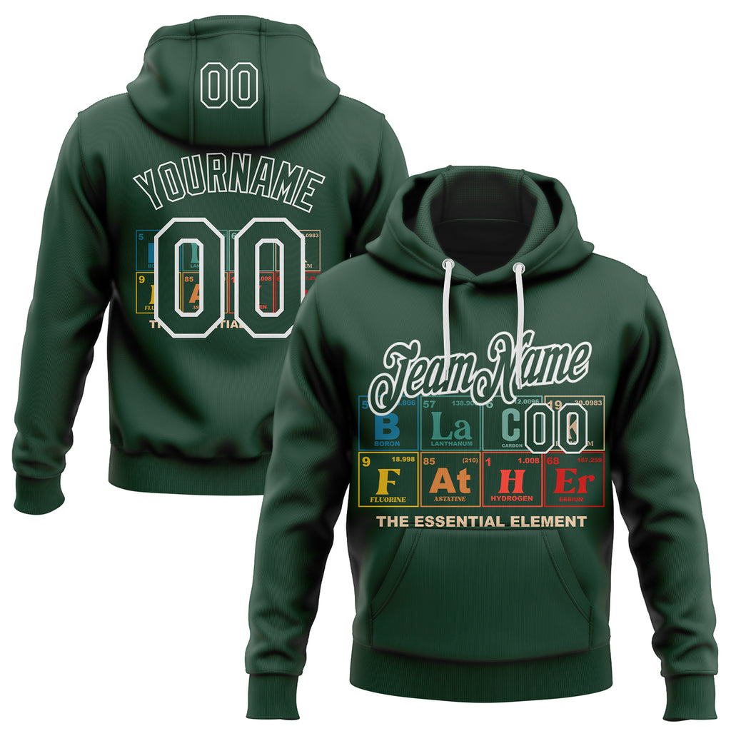 Custom Green-White Science Geek Periodic Table Pullover Sweatshirt Hoodie