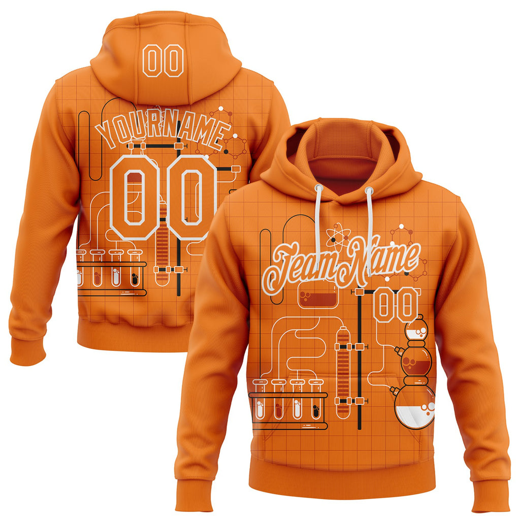 Custom Orange-White Science Geek Chemistry Pullover Sweatshirt Hoodie