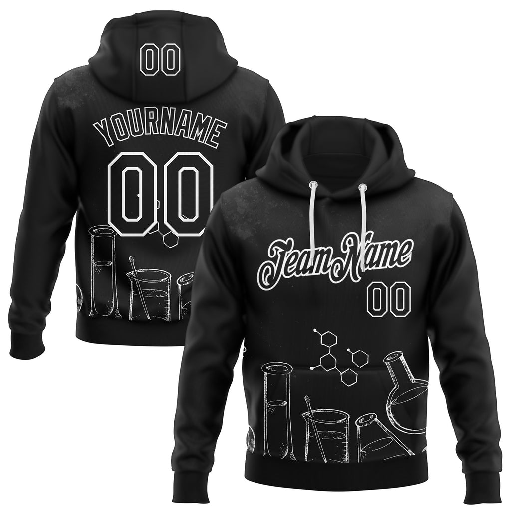 Custom Black-White Science Geek Chemistry Pullover Sweatshirt Hoodie