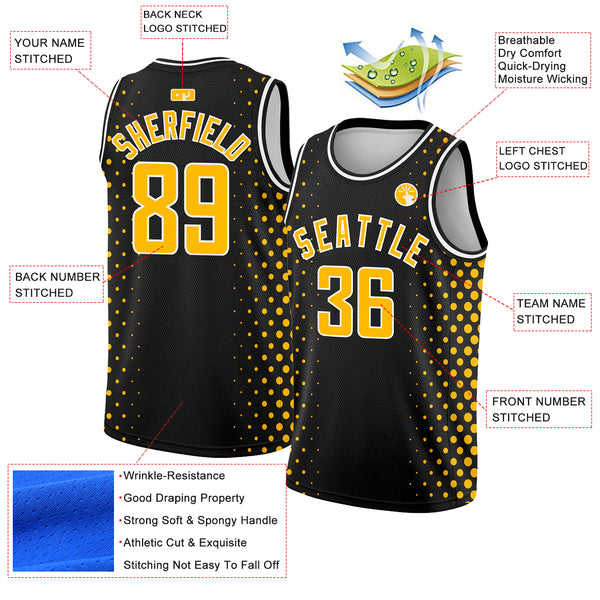 Custom Black Gold-White Halftone Authentic City Edition Basketball Jersey