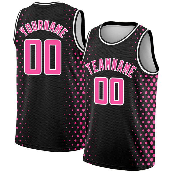 Custom Black Pink-White Halftone Authentic City Edition Basketball Jersey