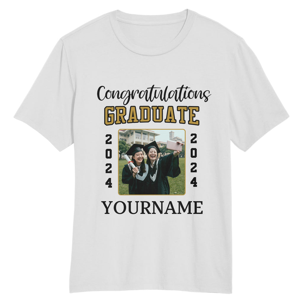 Custom White Black 3D Graduation Performance T-Shirt