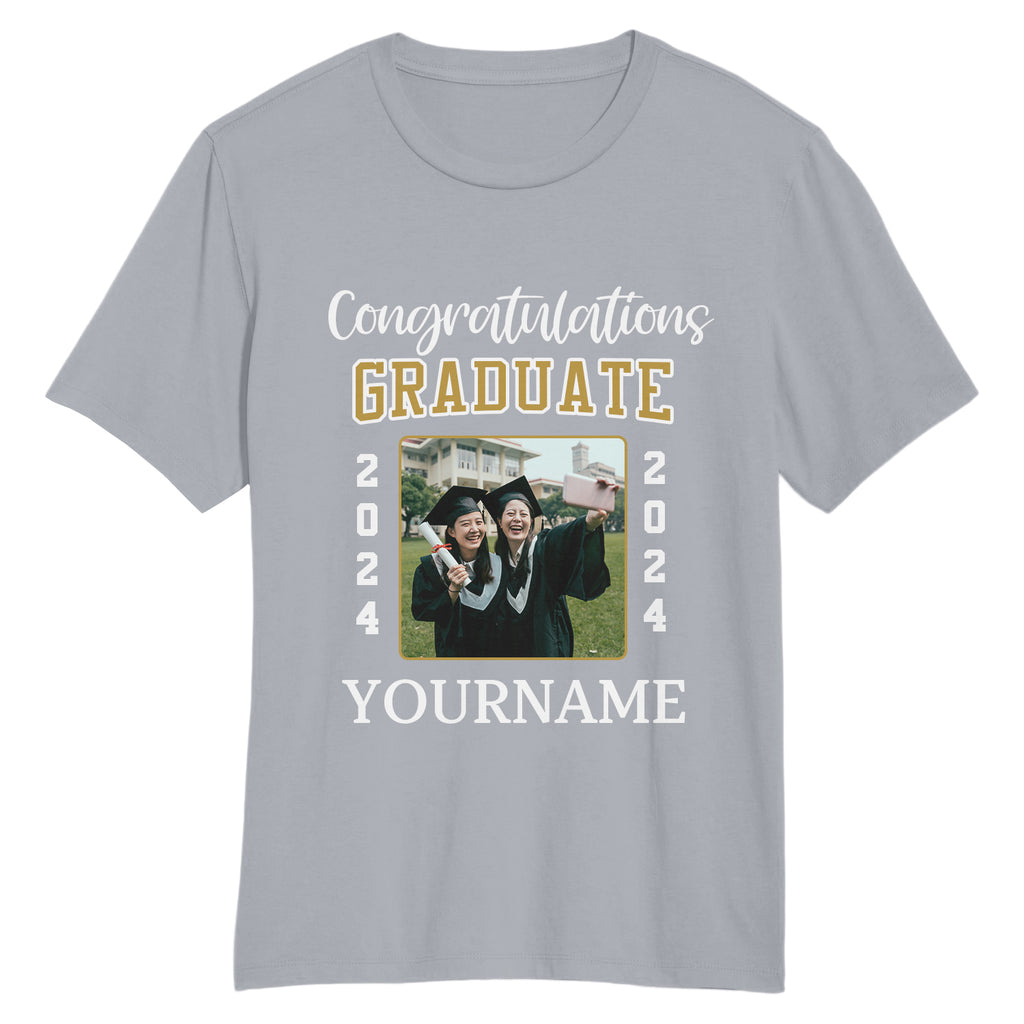 Custom Gray White 3D Graduation Performance T-Shirt