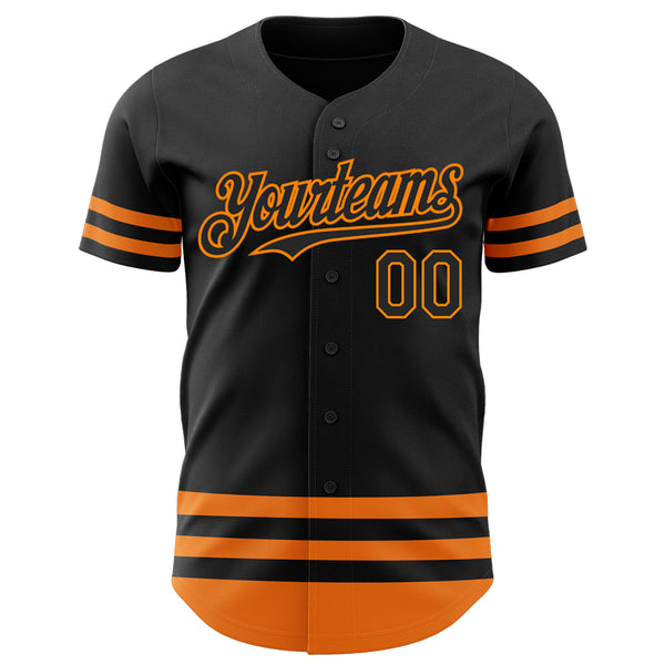 Custom Black Bay Orange Line Authentic Baseball Jersey