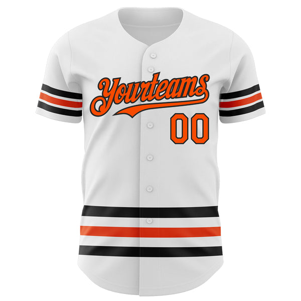 Custom White Orange-Black Line Authentic Baseball Jersey