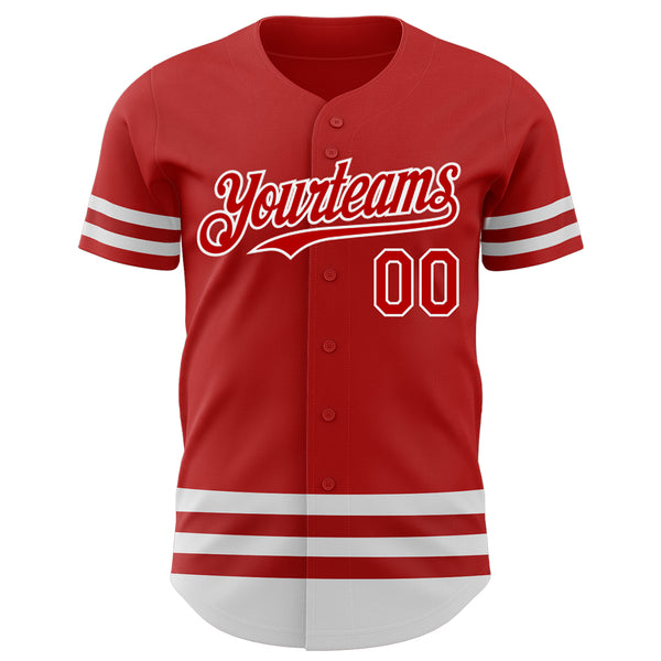 Custom Red White Line Authentic Baseball Jersey