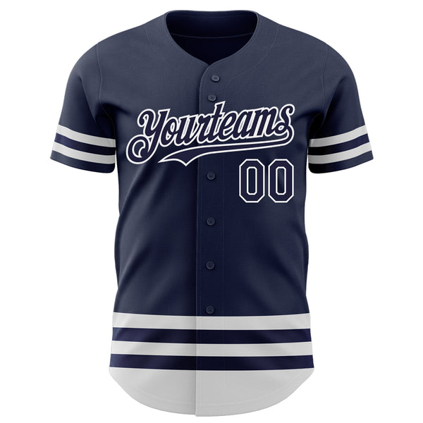 Custom Navy White Line Authentic Baseball Jersey