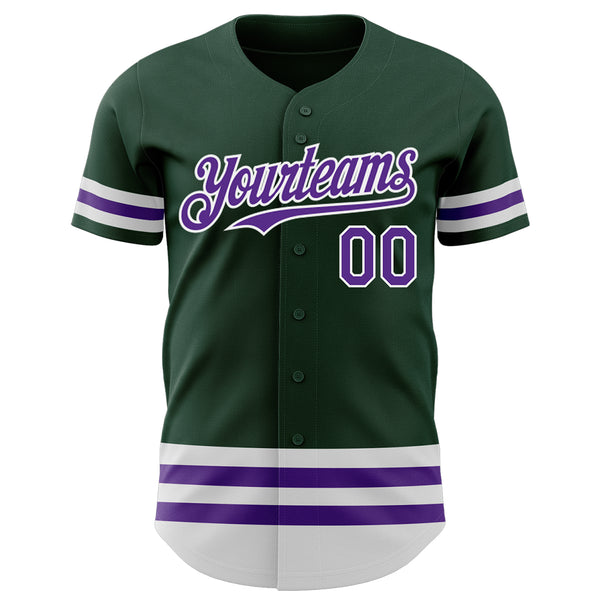 Custom Green Purple-White Line Authentic Baseball Jersey