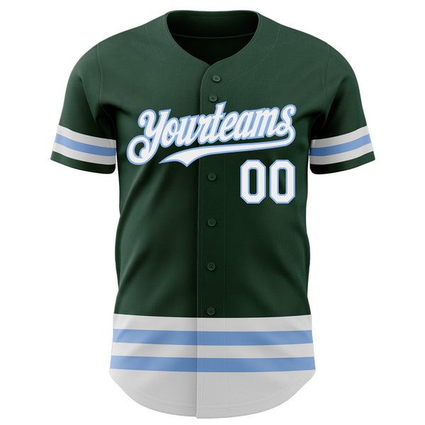 Custom Green White-Light Blue Line Authentic Baseball Jersey