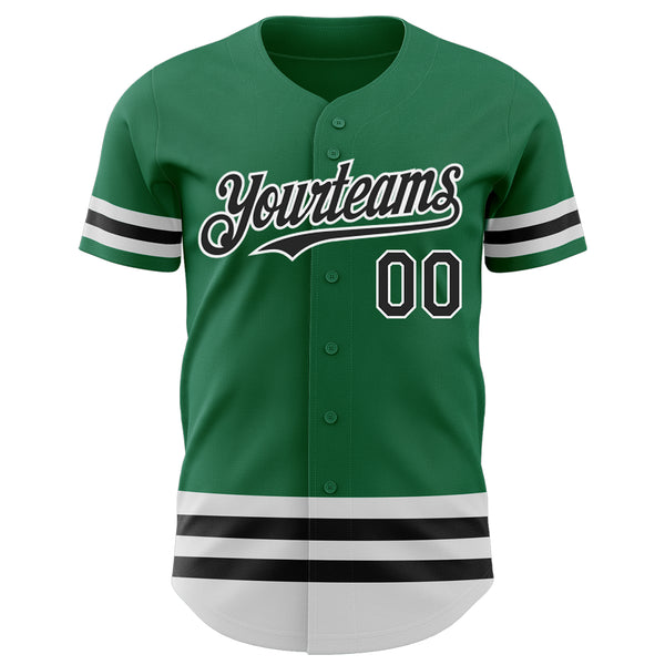 Custom Kelly Green Black-White Line Authentic Baseball Jersey